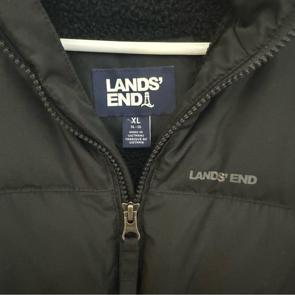 [|NWOT|] Lands' End—Black Hooded Puffer Jacket - Picture 3 of 8